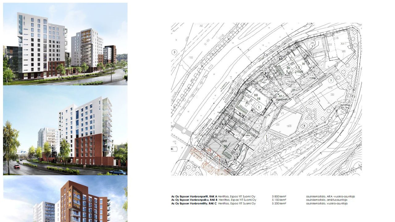 Vanbronniitty three high apartment buildings, Vanbronniitty, Vanbronpolku and Vanbronportti, Espoo
